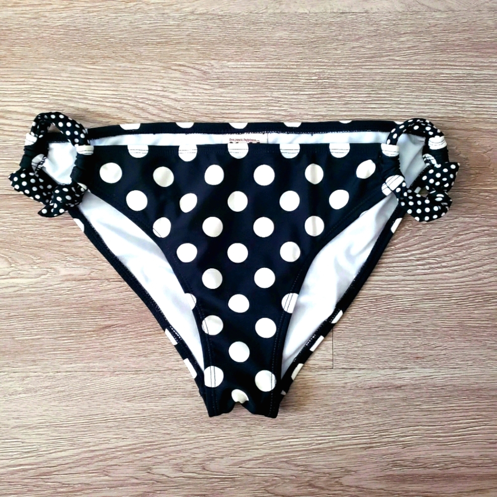 NWOT MUDD sz Medium black & white polka dot bikini bottom beach pool summer